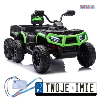 Zielony Quad ATV 6-kołowy JC606 na akumulator - 4x200W, 24V/7Ah, EVA, Bluetooth, pilot [27934]