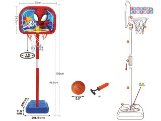 [SP0880] Zestaw do koszykówki Spidey regulowany kosz piłka 14 cm