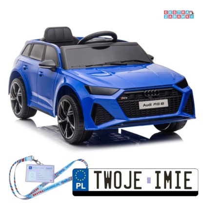 [11961] Audi RS6 BRD-2118 na akumulator 2x45W 12V/4.5Ah EVA ekoskóra LED Bluetooth pilot - niebieski