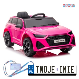 [11962] Audi RS6 BRD-2118 na akumulator 2x45W 12V/4.5Ah EVA ekoskóra LED Bluetooth pilot - różowy