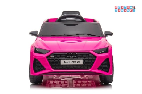 [11962] Audi RS6 BRD-2118 na akumulator 2x45W 12V/4.5Ah EVA ekoskóra LED Bluetooth pilot - różowy