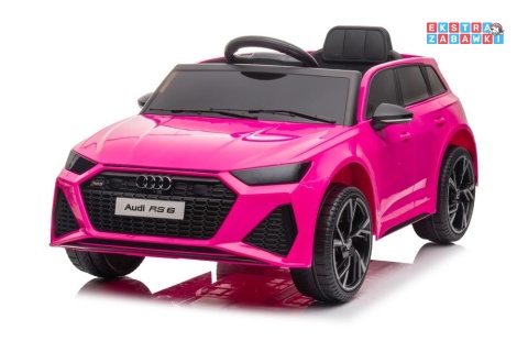 [11962] Audi RS6 BRD-2118 na akumulator 2x45W 12V/4.5Ah EVA ekoskóra LED Bluetooth pilot - różowy