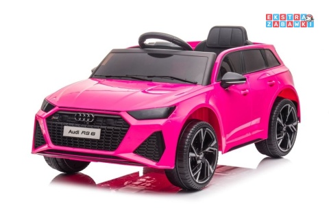 [11962] Audi RS6 BRD-2118 na akumulator 2x45W 12V/4.5Ah EVA ekoskóra LED Bluetooth pilot - różowy