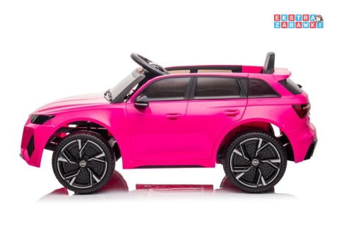 [11962] Audi RS6 BRD-2118 na akumulator 2x45W 12V/4.5Ah EVA ekoskóra LED Bluetooth pilot - różowy