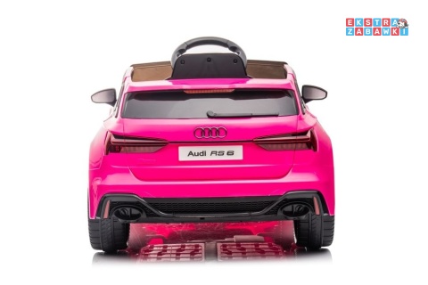 [11962] Audi RS6 BRD-2118 na akumulator 2x45W 12V/4.5Ah EVA ekoskóra LED Bluetooth pilot - różowy