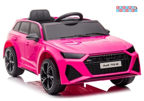 [11962] Audi RS6 BRD-2118 na akumulator 2x45W 12V/4.5Ah EVA ekoskóra LED Bluetooth pilot - różowy