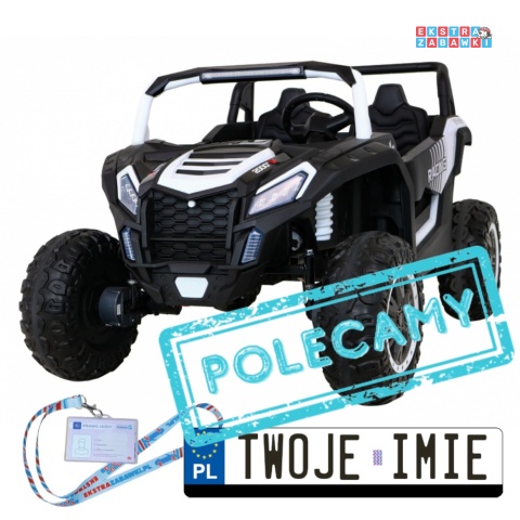 Buggy ATV Racing dwuosobowy na akumulator - biały, 4x200W 24V/14Ah, pilot, panel muzyczny, EVA, ekoskóra [A032]