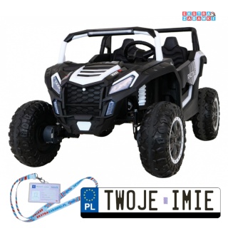 Buggy ATV Racing dwuosobowy na akumulator - biały, 4x200W 24V/14Ah, pilot, panel muzyczny, EVA, ekoskóra [A032]
