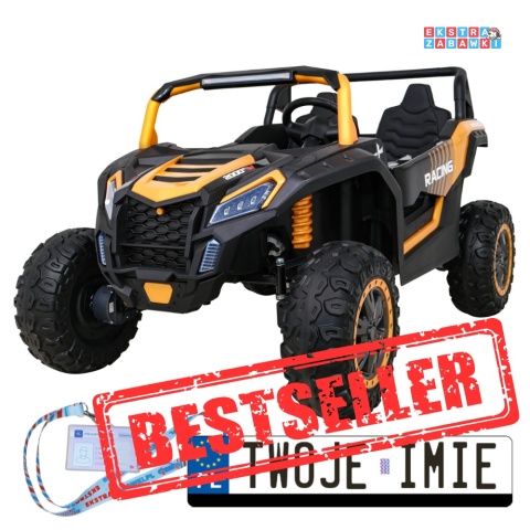 Buggy ATV Racing dwuosobowy na akumulator - złoty, 4x200W 24V/14Ah, pilot, panel muzyczny, EVA, ekoskóra [A032]