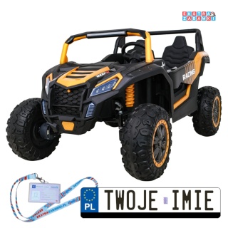 Buggy ATV Racing dwuosobowy na akumulator - złoty, 4x200W 24V/14Ah, pilot, panel muzyczny, EVA, ekoskóra [A032]