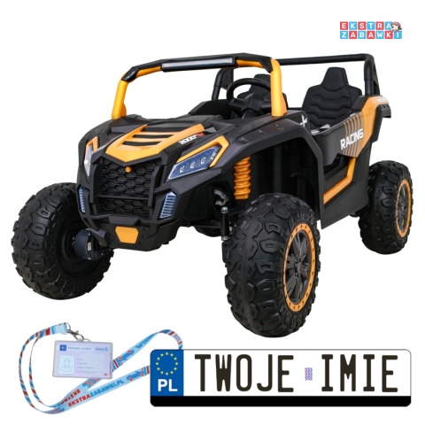 [A032] Buggy ATV Racing dwuosobowy na akumulator 4x200 24V/14Ah pilot MP3 - złoty [S]