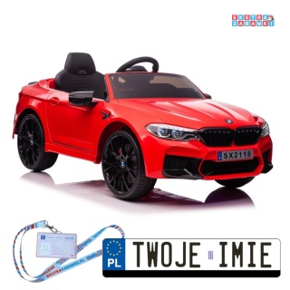 [9588] BMW M5 Drift na akumulator 2x200W 24V/7Ah z funkcją drift ekoskóra LED pilot - czerwony