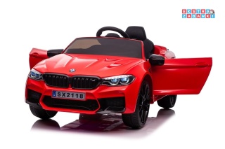 [9588] BMW M5 Drift na akumulator 2x200W 24V/7Ah z funkcją drift ekoskóra LED pilot - czerwony