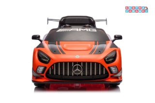 [15906] Mercedes AMG GT3 na akumulator 2x45W 12V/4.5Ah EVA ekoskóra LED Bluetooth pilot - pomarańczowy