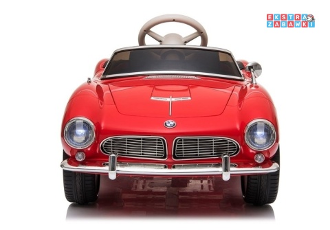 [4600] BMW Retro lakierowane na akumulator 2x45W 12V/7Ah ekoskóra EVA LED panel muzyczny - czerwony