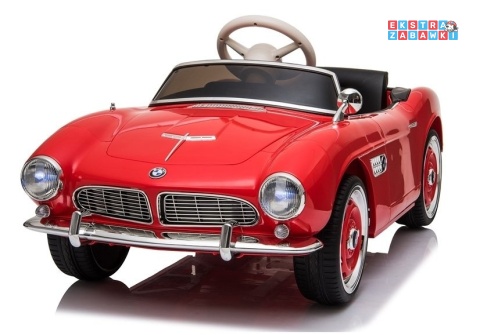 [4600] BMW Retro lakierowane na akumulator 2x45W 12V/7Ah ekoskóra EVA LED panel muzyczny - czerwony