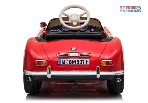 [4600] BMW Retro lakierowane na akumulator 2x45W 12V/7Ah ekoskóra EVA LED panel muzyczny - czerwony