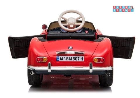 [4600] BMW Retro lakierowane na akumulator 2x45W 12V/7Ah ekoskóra EVA LED panel muzyczny - czerwony