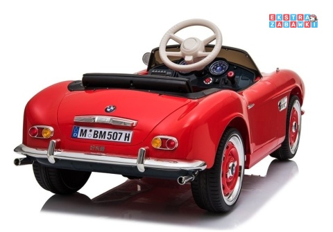 [4600] BMW Retro lakierowane na akumulator 2x45W 12V/7Ah ekoskóra EVA LED panel muzyczny - czerwony