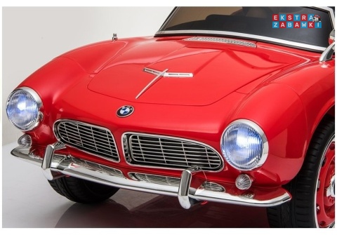 [4600] BMW Retro lakierowane na akumulator 2x45W 12V/7Ah ekoskóra EVA LED panel muzyczny - czerwony
