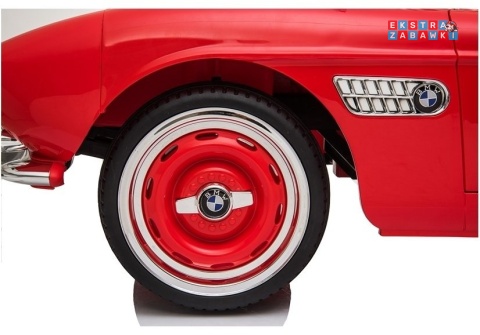 [4600] BMW Retro lakierowane na akumulator 2x45W 12V/7Ah ekoskóra EVA LED panel muzyczny - czerwony