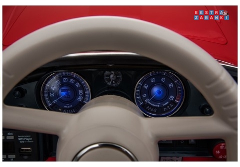 [4600] BMW Retro lakierowane na akumulator 2x45W 12V/7Ah ekoskóra EVA LED panel muzyczny - czerwony