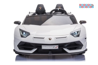 [8283] Lamborghini Aventador SX2028 na akumulator 2x200W 24V/7Ah EVA ekoskóra pasy LED panel dźwiękowy pilot - biały