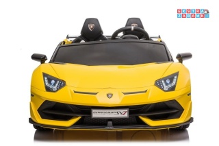 [8285] Lamborghini Aventador SX2028 na akumulator 2x200W 24V/7Ah EVA ekoskóra pasy LED panel dźwiękowy pilot - żółty