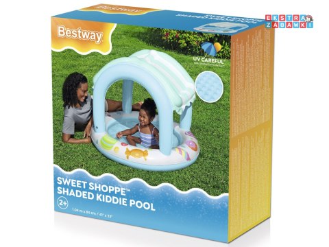 Bestway Basenik z daszkiem i dmuchanym dnem NIEBIESKO-BIAŁY 104cm 52638