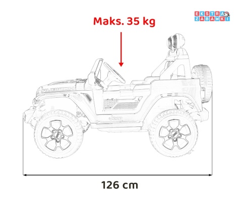 Biały Jeep Wrangler Rubicon na akumulator - 4x45W, 12V/14Ah EVA, pokrowiec, pilot, LED, MP3, BT - [JWR555]