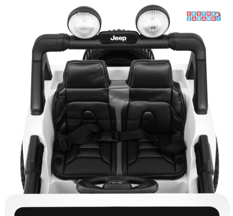 Biały Jeep Wrangler Rubicon na akumulator - 4x45W, 12V/14Ah EVA, pokrowiec, pilot, LED, MP3, BT - [JWR555]