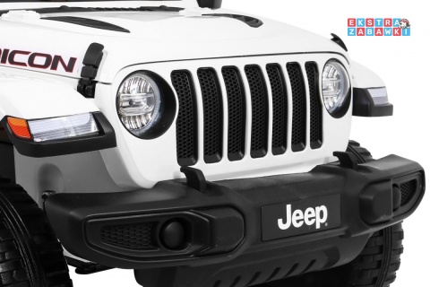 Biały Jeep Wrangler Rubicon na akumulator - 4x45W, 12V/14Ah EVA, pokrowiec, pilot, LED, MP3, BT - [JWR555]