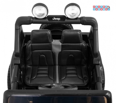 Czarny Jeep Wrangler Rubicon na akumulator - 4x45W, 12V/14Ah, EVA, pokrowiec, pilot, LED, MP3, BT - [JWR555]