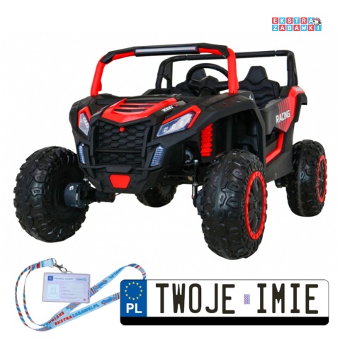 Buggy ATV Racing dwuosobowy na akumulator - czerwony, 4x200W 24V/14Ah, pilot, panel muzyczny, EVA, ekoskóra [A032]