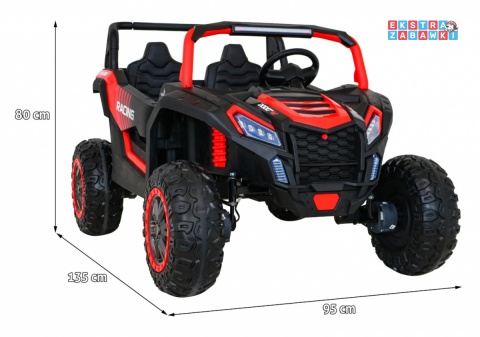 Buggy ATV Racing dwuosobowy na akumulator - czerwony, 4x200W 24V/14Ah, pilot, panel muzyczny, EVA, ekoskóra [A032]