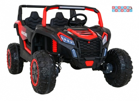Buggy ATV Racing dwuosobowy na akumulator - czerwony, 4x200W 24V/14Ah, pilot, panel muzyczny, EVA, ekoskóra [A032]
