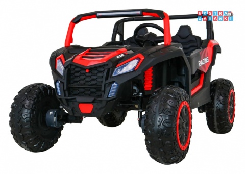 Buggy ATV Racing dwuosobowy na akumulator - czerwony, 4x200W 24V/14Ah, pilot, panel muzyczny, EVA, ekoskóra [A032]