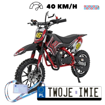 Czerwony Motocykl spalinowy Renegade 50R - 49CC do 70 kg 40 km/h, pompowane koła, kluczyk [DB709]