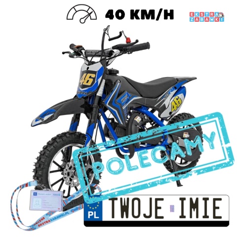 Niebieski Motocykl spalinowy Renegade 50R - 49CC do 70 kg 40 km/h, pompowane koła, kluczyk [DB709]