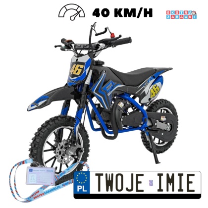 Niebieski Motocykl spalinowy Renegade 50R - 49CC do 70 kg 40 km/h, pompowane koła, kluczyk [DB709]