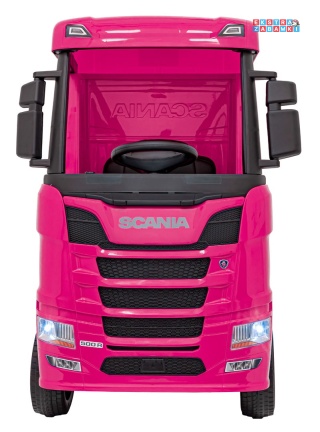 Różowy TIR Scania R-Serie na akumulator - 4x35W 24V/7Ah, EVA, Bluetooth, ekoskóra - [HL698]