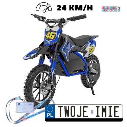 Niebieski Motor Renegade 50R na akumulator - 1x500W 36V/9Ah do 70 kg, pompowane koła, kluczyk - [HP110E-A]