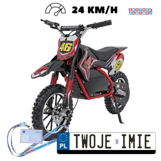 Czerwony Motor Renegade 50R na akumulator - 1x500W 36V/9Ah do 70 kg, pompowane koła, kluczyk - [HP110E-A]
