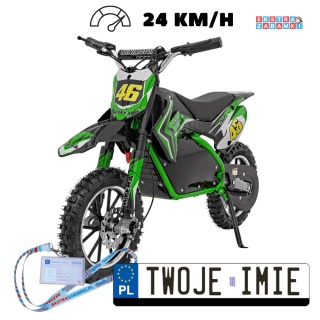 Zielony Motor Renegade 50R na akumulator - 1x500W 36V/9Ah do 70 kg, pompowane koła, kluczyk - [HP110E-A]