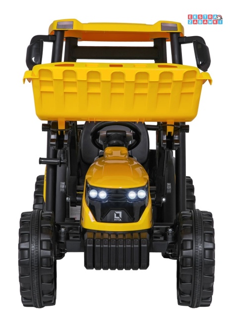 Mega traktor D68 z łyżką na akumulator - żółty, 2x200W, 24V/10Ah, ekoskóra, pilot, LED [JS3158B]