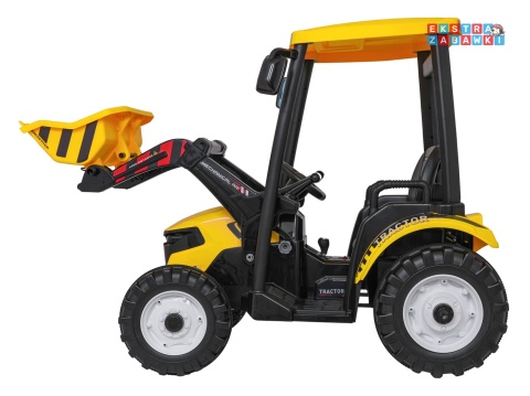 Mega traktor D68 z łyżką na akumulator - żółty, 2x200W, 24V/10Ah, ekoskóra, pilot, LED [JS3158B]