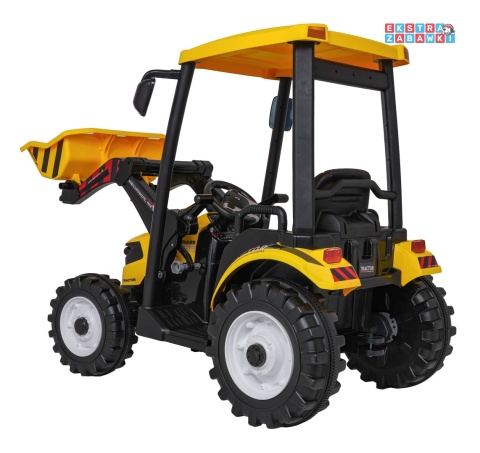 Mega traktor D68 z łyżką na akumulator - żółty, 2x200W, 24V/10Ah, ekoskóra, pilot, LED [JS3158B]