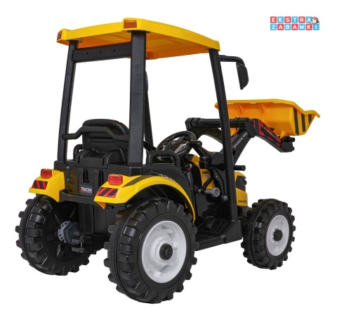 Mega traktor D68 z łyżką na akumulator - żółty, 2x200W, 24V/10Ah, ekoskóra, pilot, LED [JS3158B]