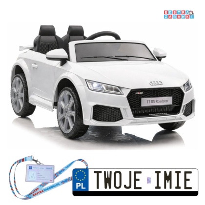 [11936] Audi TT RS na akumulator 2x45W 12V/7Ah EVA LED ekoskóra panel muzyczny pilot - biały