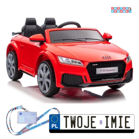 [11943] Audi TT RS na akumulator 2x45W 12V/7Ah EVA LED ekoskóra panel muzyczny pilot - czerwony